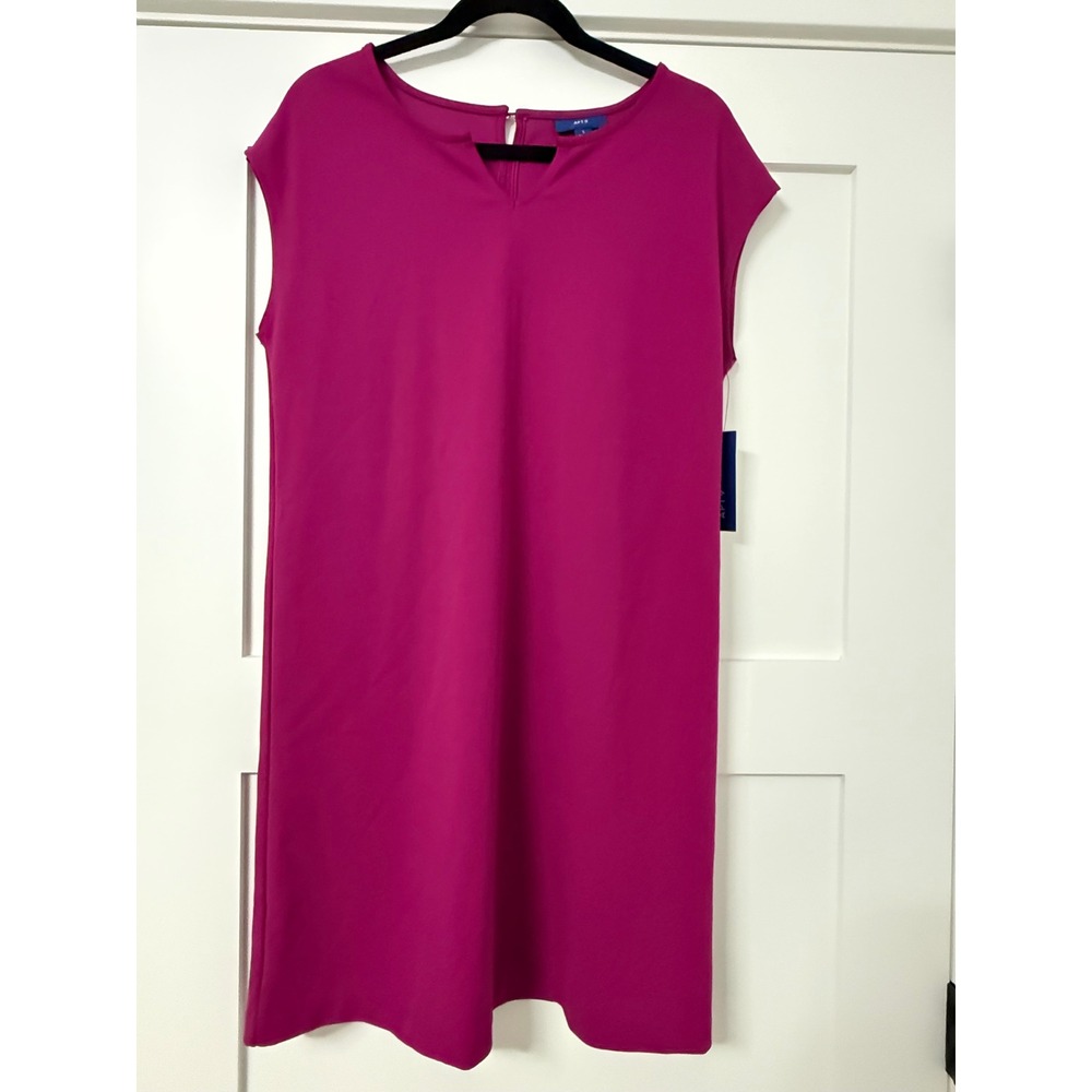 Apt. 9 Womens Magenta Pink Cap Sleeve Notched Neck Shift Dress Small NWT